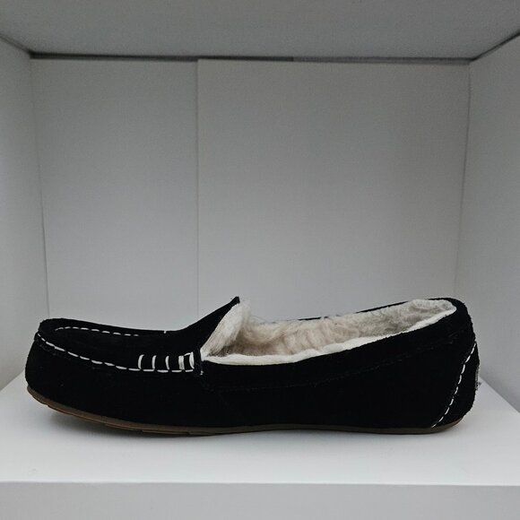Koolaburra by UGG Moccasin Slippers Womens 7 Black Suede Lezy Faux Fur - Picture 4 of 7